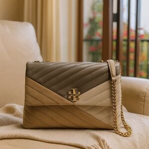 Tory Burch Kira Chevron Mixed Leather Convertible Shoulder Bag/Crossbody Bag